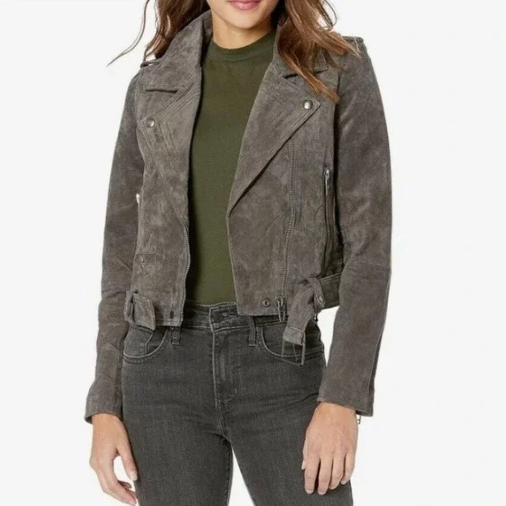 Blank NYC Suede Moto Jacket in French Grey